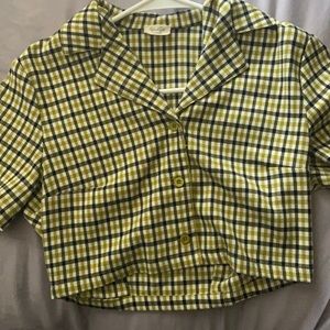 brandy melville green and black plaid button down